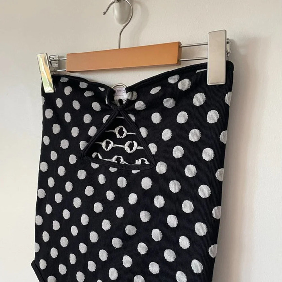 Zara Polka Dot Ring Detail Strapless Bodysuit Black White XS/S - Picture 5 of 7
